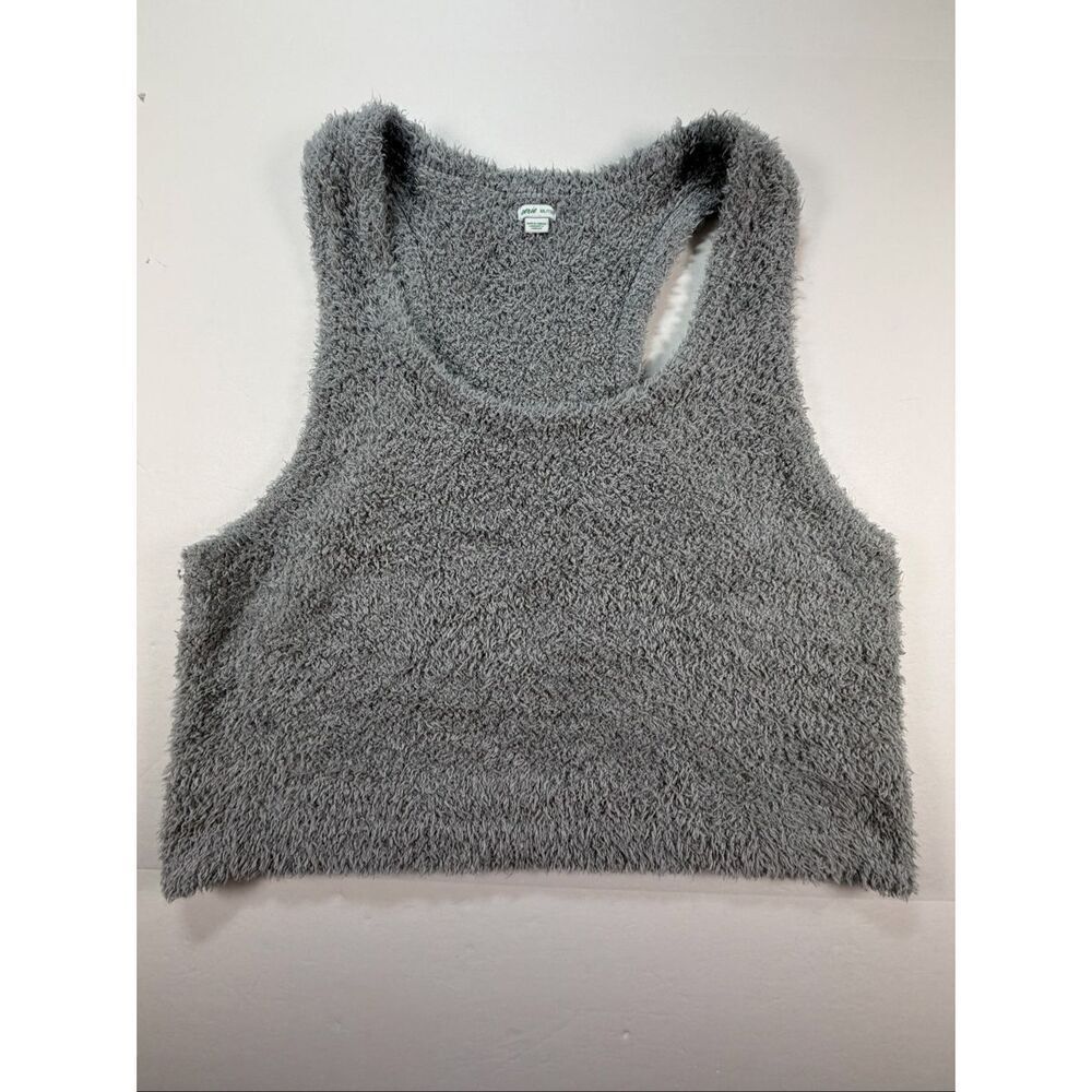 Aerie Marshmallow Crop Top Gray Size XXL Fuzzy Knit Cozy Lounge Tank Racerback